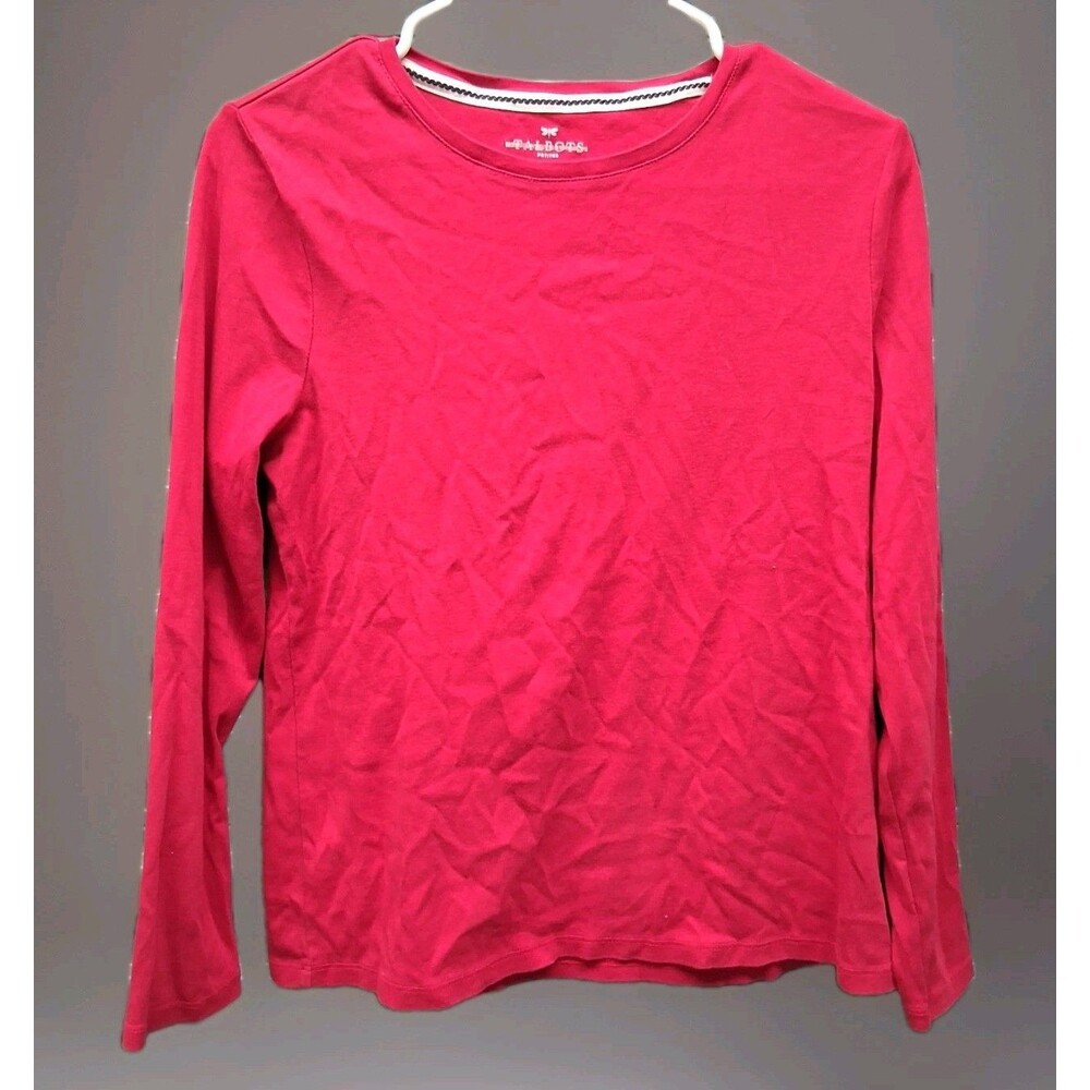 Talbots Longsleeve Shirt Red LP  Large Petite Pima Cotton Casual